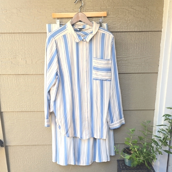 Torrid Lizzie Crinkle Gauze Button Up Stripe Skirt Maxi Set New 2x 3x - Picture 8 of 16